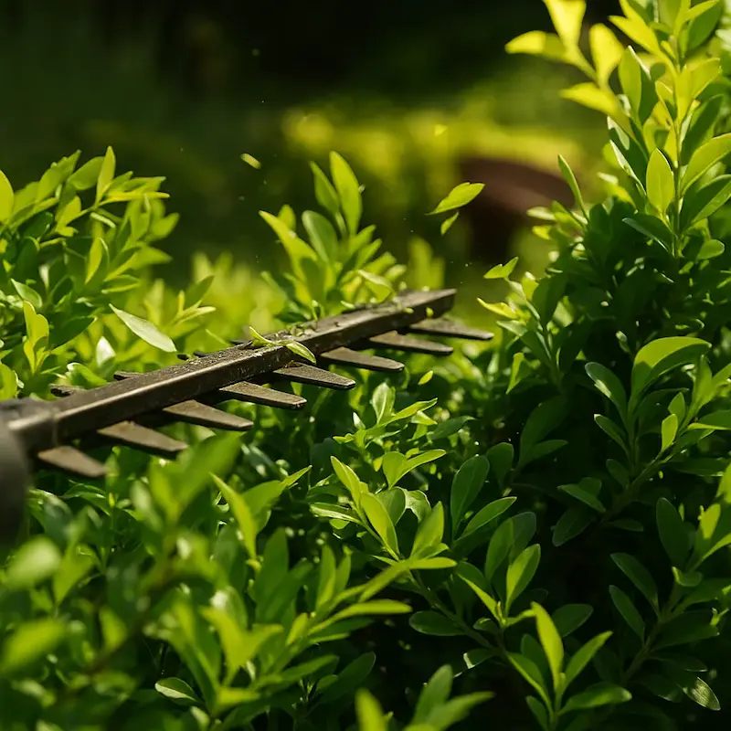 Photo de jardinier faisant une taille de haie